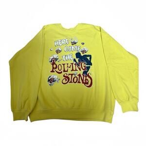 DAYDREAMER x Free People Rolling Stones Oversized Sweatshirt Yellow Size Large